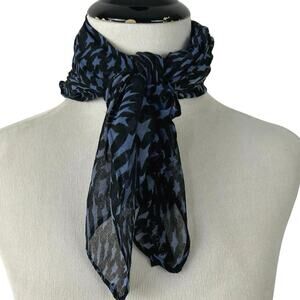 Thierry Mugler Designer Women Head Neck Scarf Handkerchief Blue Star Grunge Boho